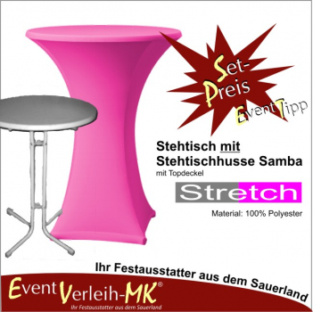 Stehtisch & Stretch-Stehtischhusse - rosa - INKL. REINIGUNG
